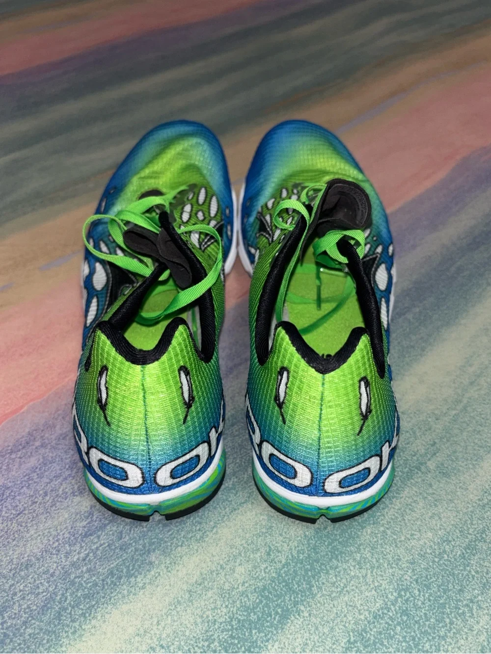Brooks Mach 14 Sneakers Men's 11.5 Multicolor Lace Up athletic green blue shoes